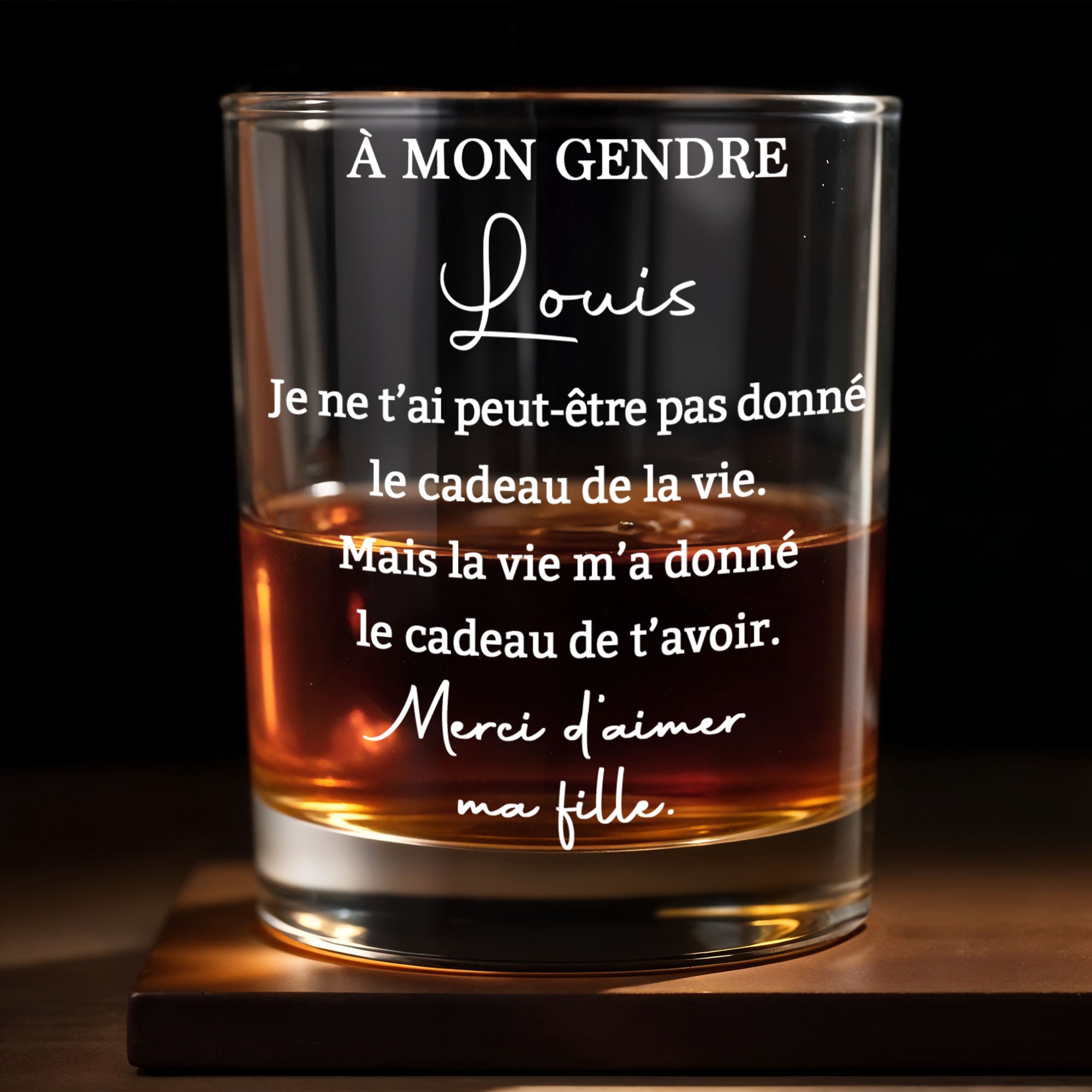 Personalized Custom Whiskey Glass Gift for Son-in-Law