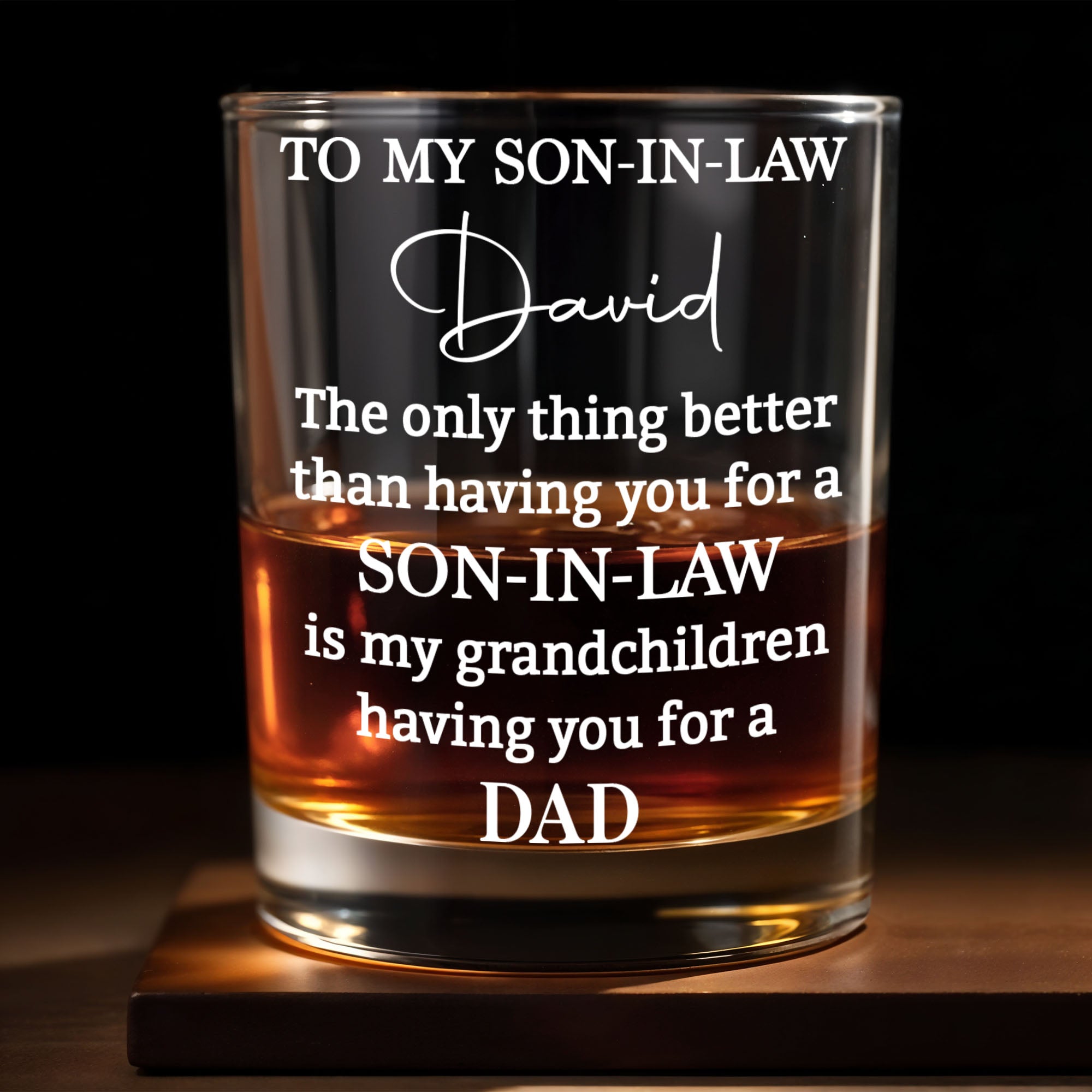 Personalized Custom Whiskey Glass Heartfelt Gift for Son-in-Law