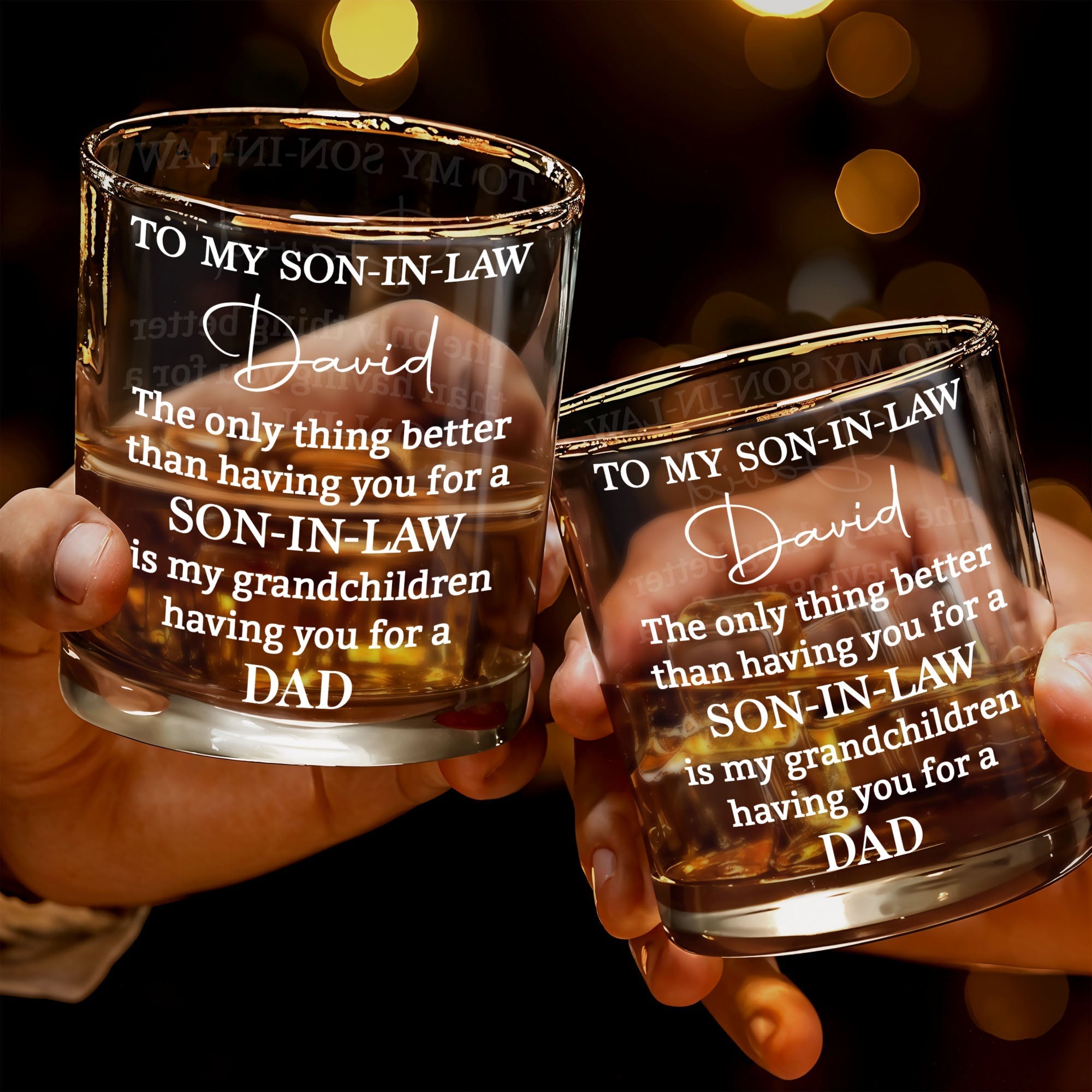 Personalized Custom Whiskey Glass Heartfelt Gift for Son-in-Law