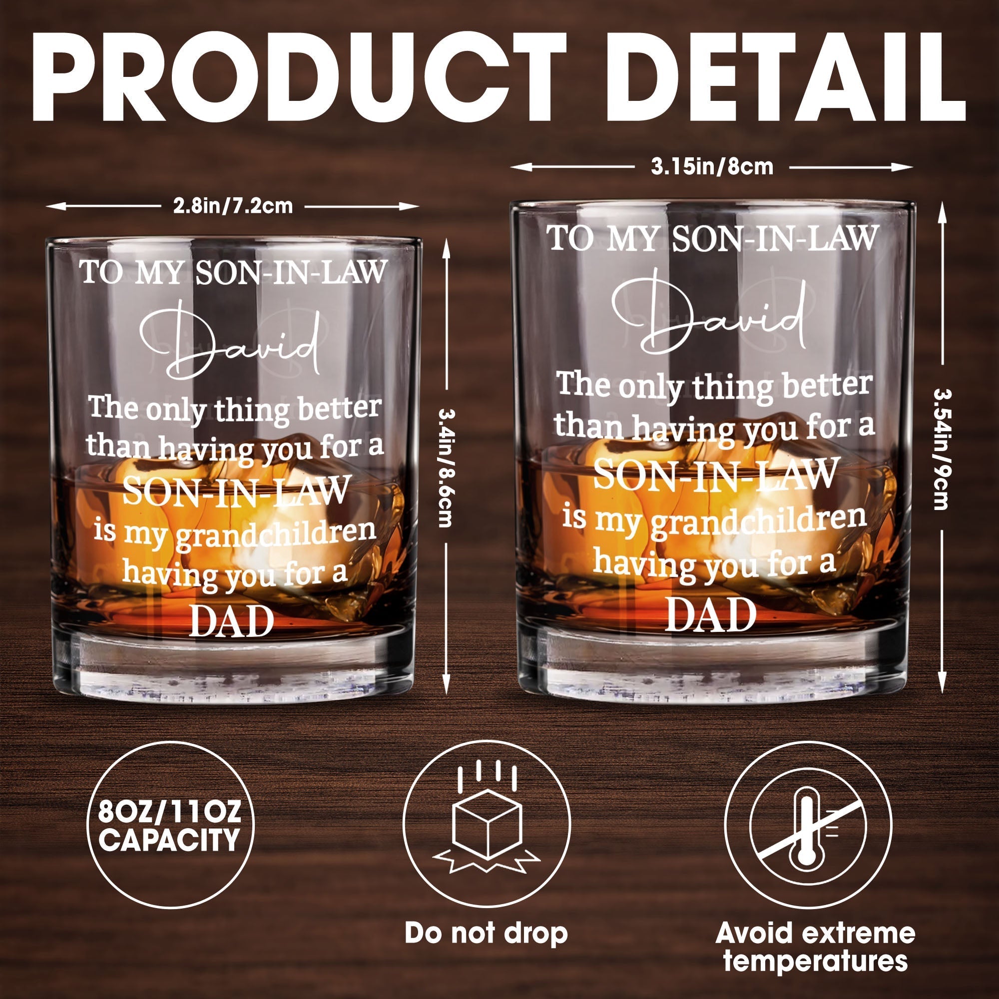 Personalized Custom Whiskey Glass Heartfelt Gift for Son-in-Law