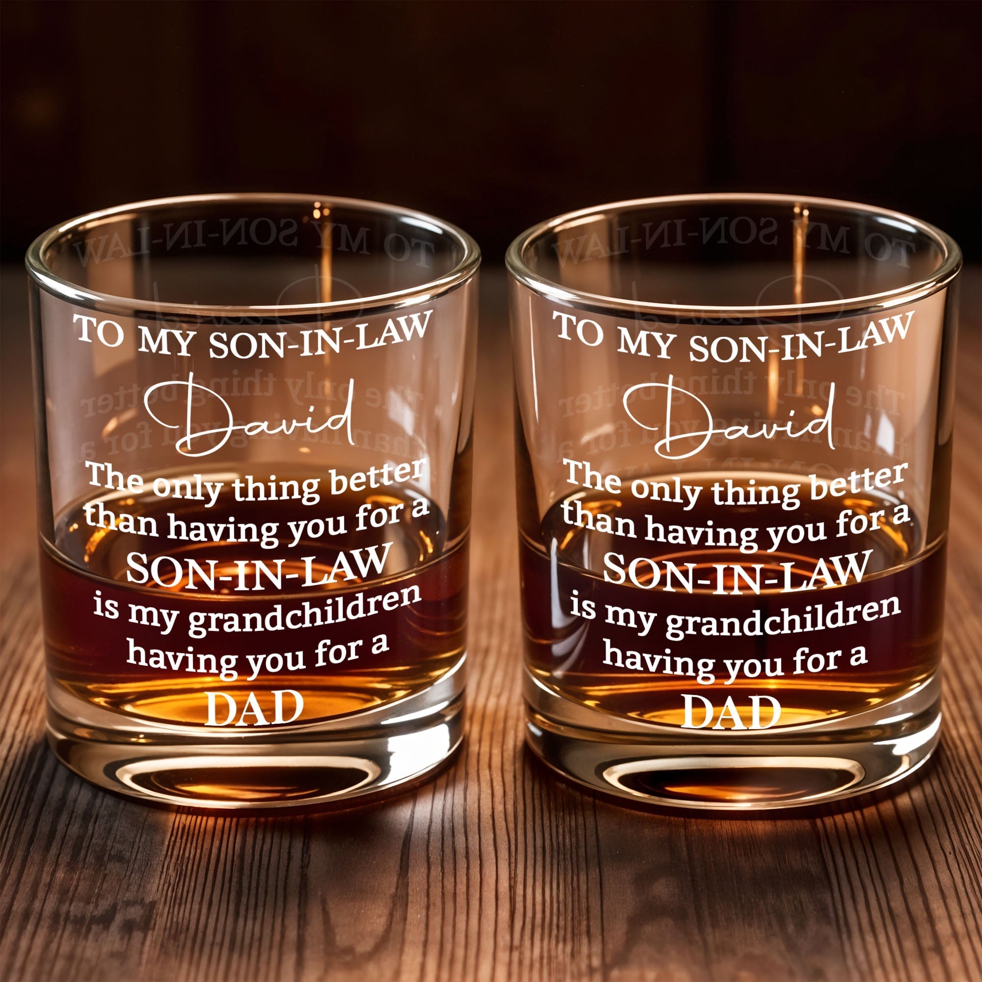 Personalized Custom Whiskey Glass Heartfelt Gift for Son-in-Law