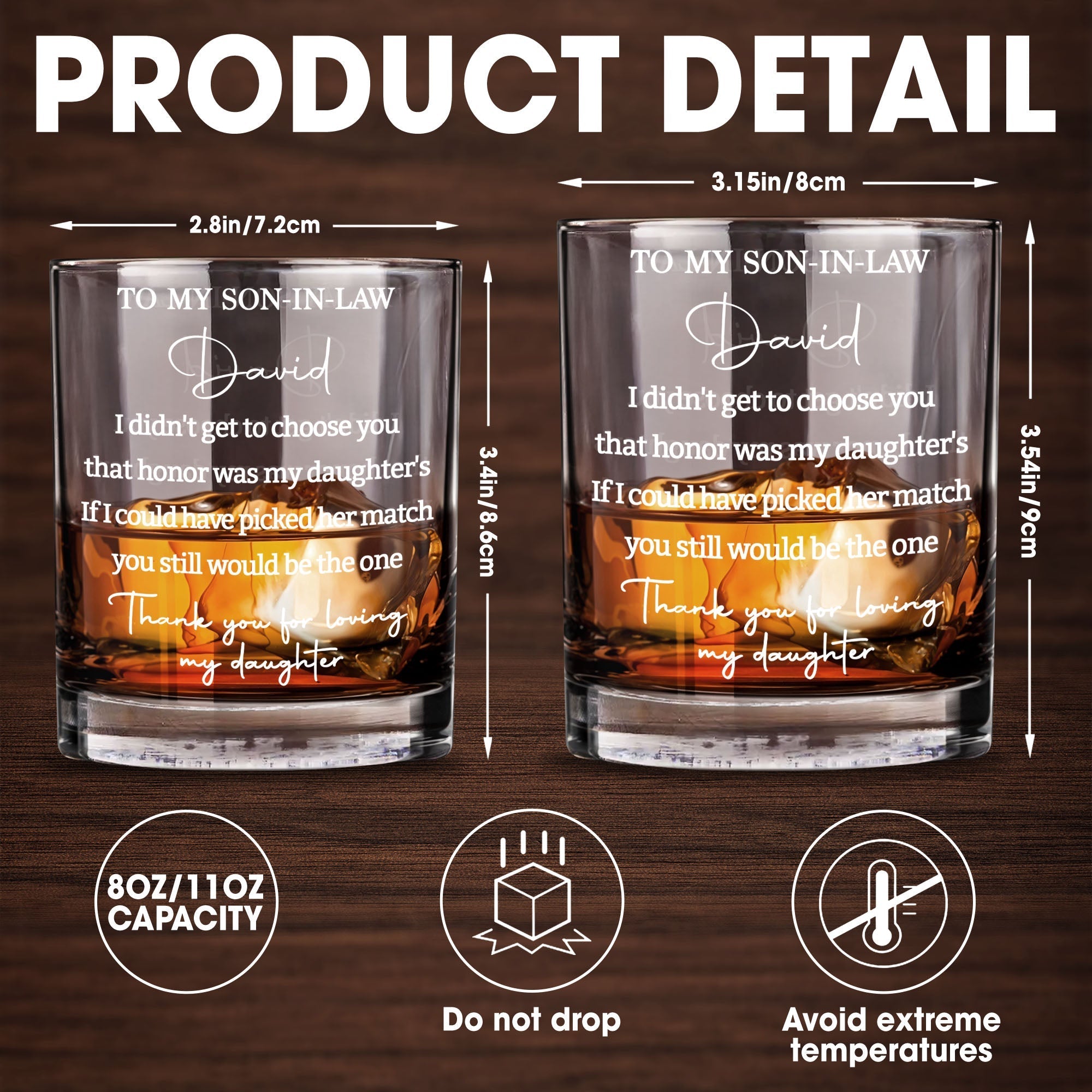 Personalized Custom Whiskey Glass Gift for Son-in-Law