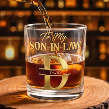 Load image into Gallery viewer, Personalized Custom Whiskey Glass Monogram Gift for Son-In-Law
