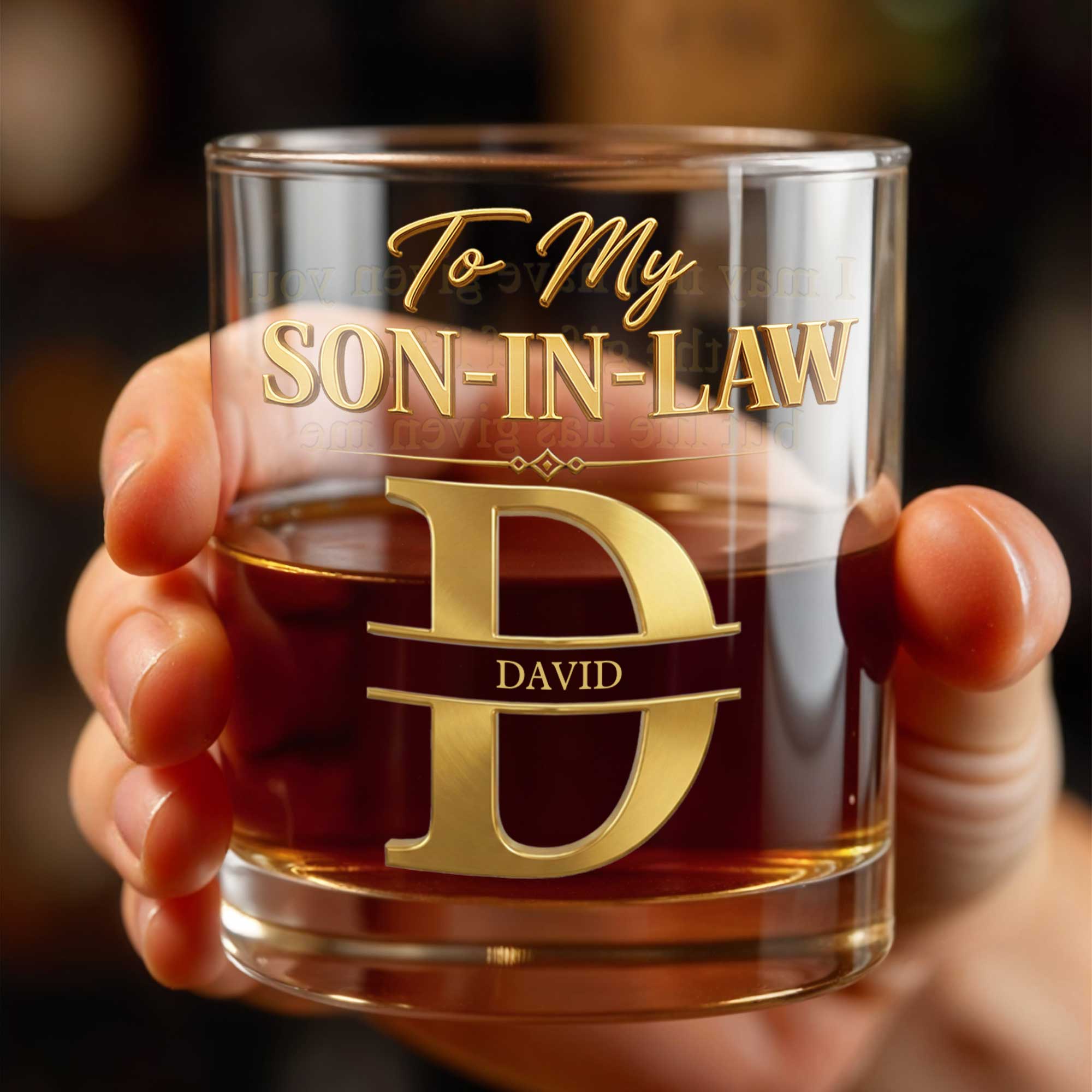Personalized Custom Whiskey Glass Monogram Gift for Son-In-Law