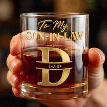 Load image into Gallery viewer, Personalized Custom Whiskey Glass Monogram Gift for Son-In-Law
