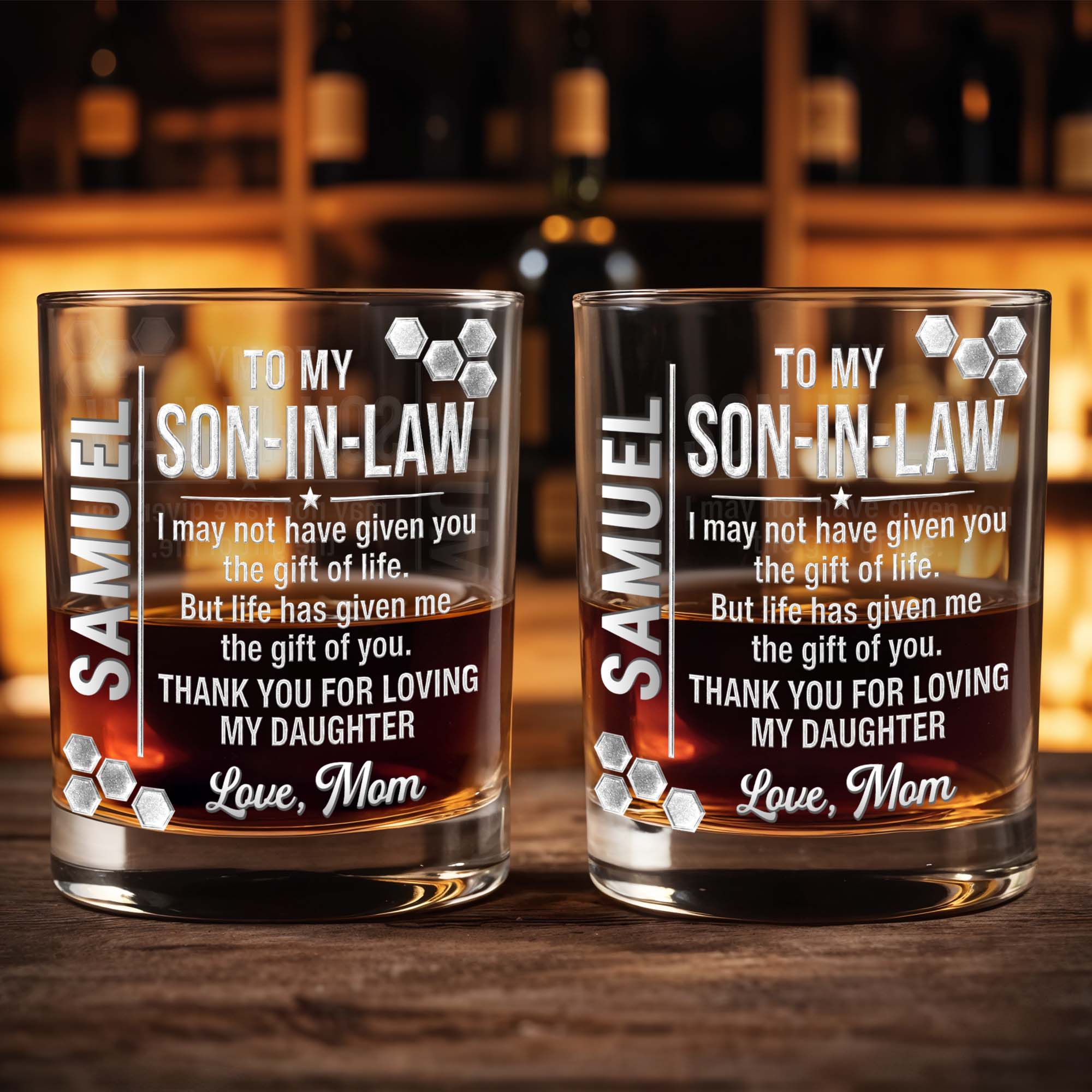 Personalized Whiskey Glass Custom Name Gift for Son-in-Law
