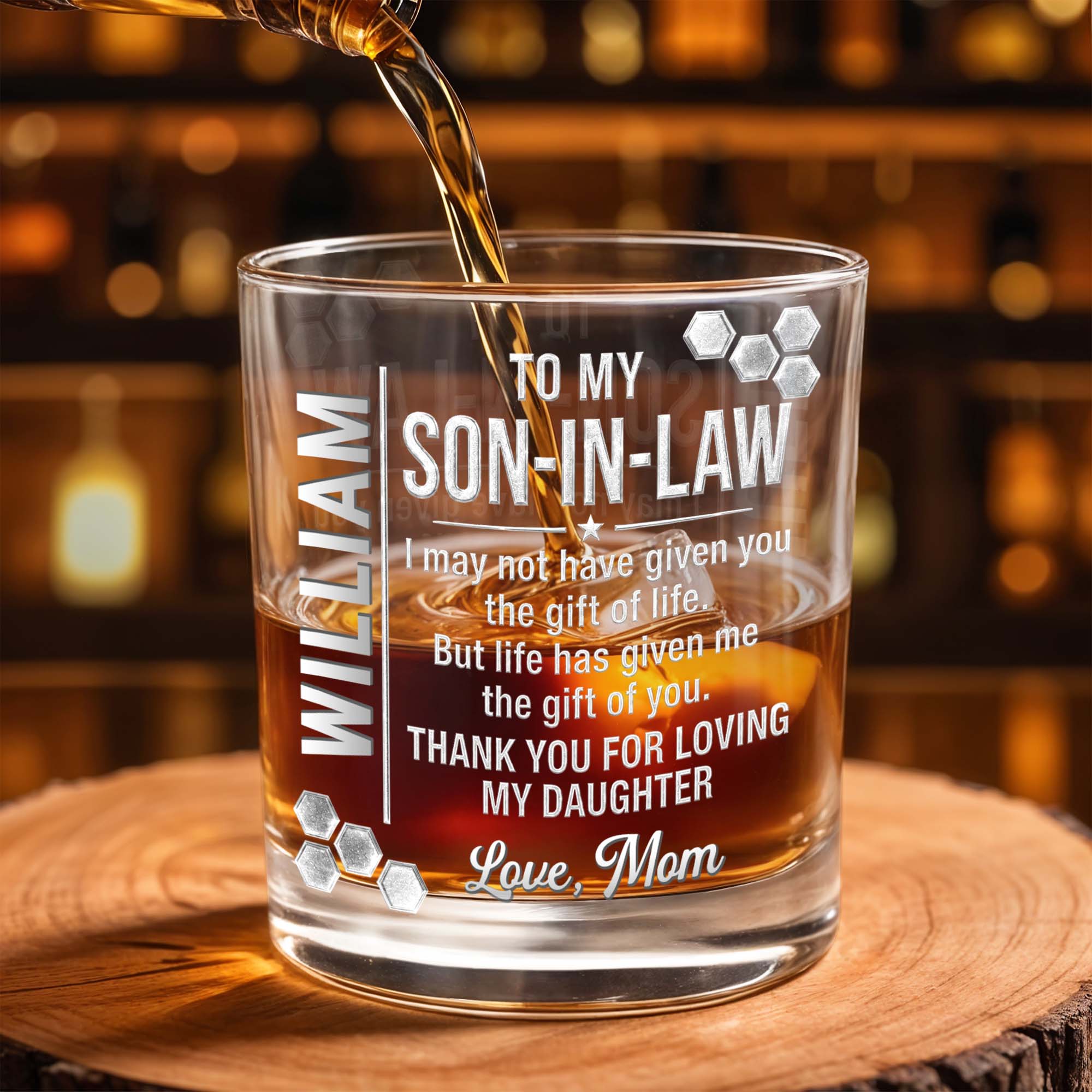 Personalized Whiskey Glass Custom Name Gift for Son-in-Law