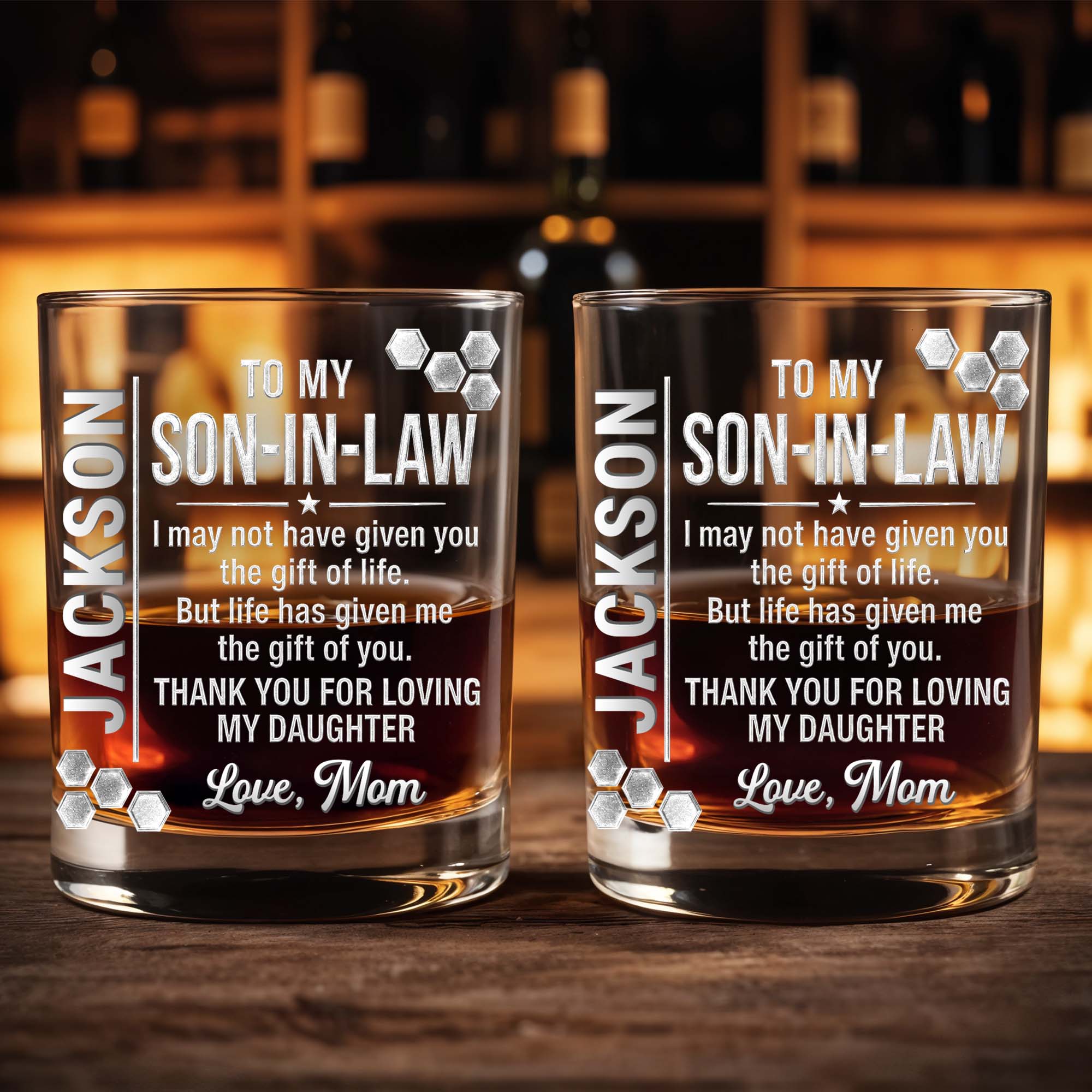 Personalized Whiskey Glass Custom Name Gift for Son-in-Law