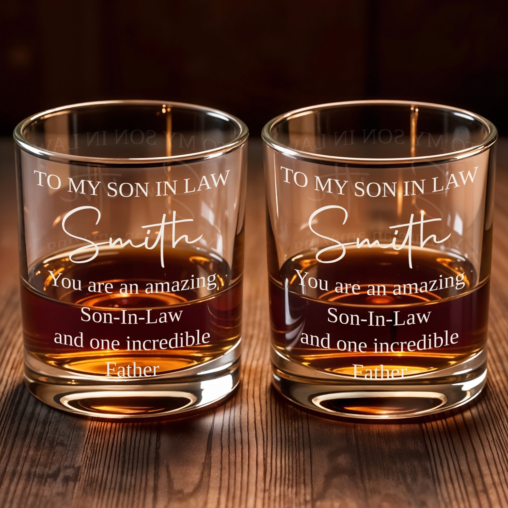 Personalized Custom Whiskey Glass Gift for Son-in-Law