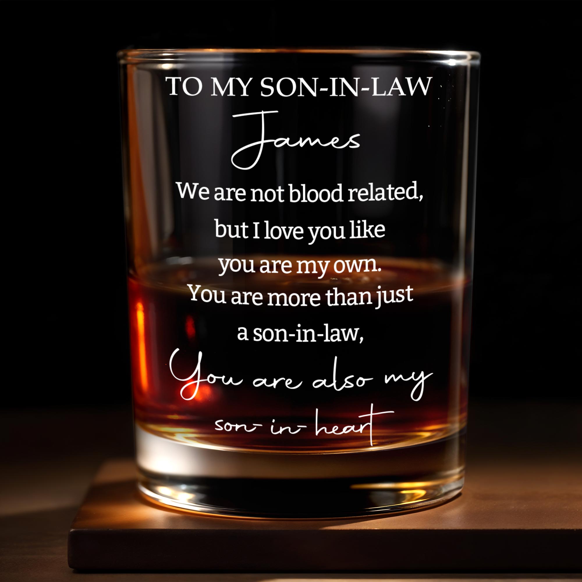 Personalized Custom Whiskey Glass Gift for Son-in-Law