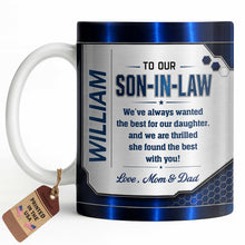 Load image into Gallery viewer, Personalized Custom Coffee Mug Gift for Son-in-Law Metallic Design
