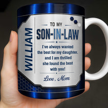 Load image into Gallery viewer, Personalized Custom Coffee Mug Gift for Son-in-Law Metallic Design
