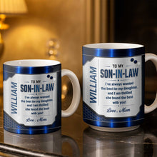 Load image into Gallery viewer, Personalized Custom Coffee Mug Gift for Son-in-Law Metallic Design
