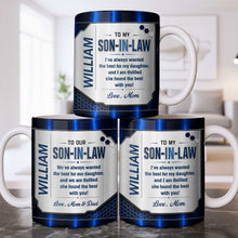 Load image into Gallery viewer, Personalized Custom Coffee Mug Gift for Son-in-Law Metallic Design
