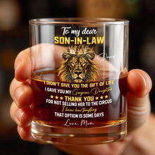 Load image into Gallery viewer, Personalized Crown Whiskey Glass Custom Name Gift for Son-in-Law
