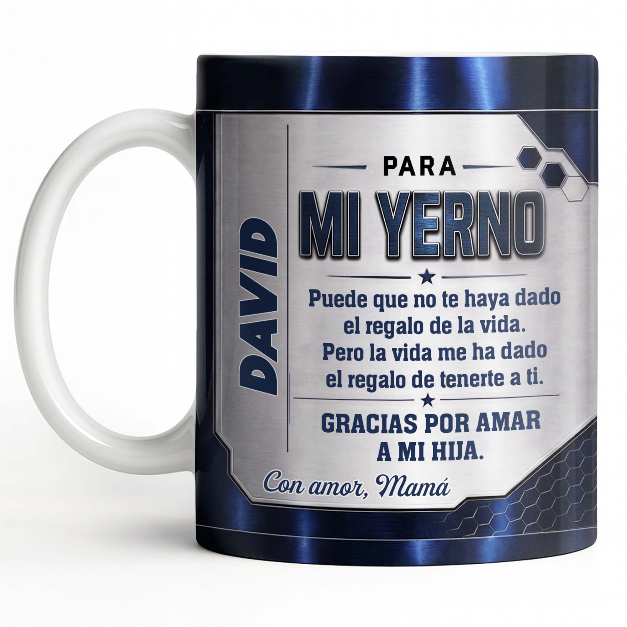 Personalized Metallic Coffee Mug Custom Text Gift for Son-in-Law