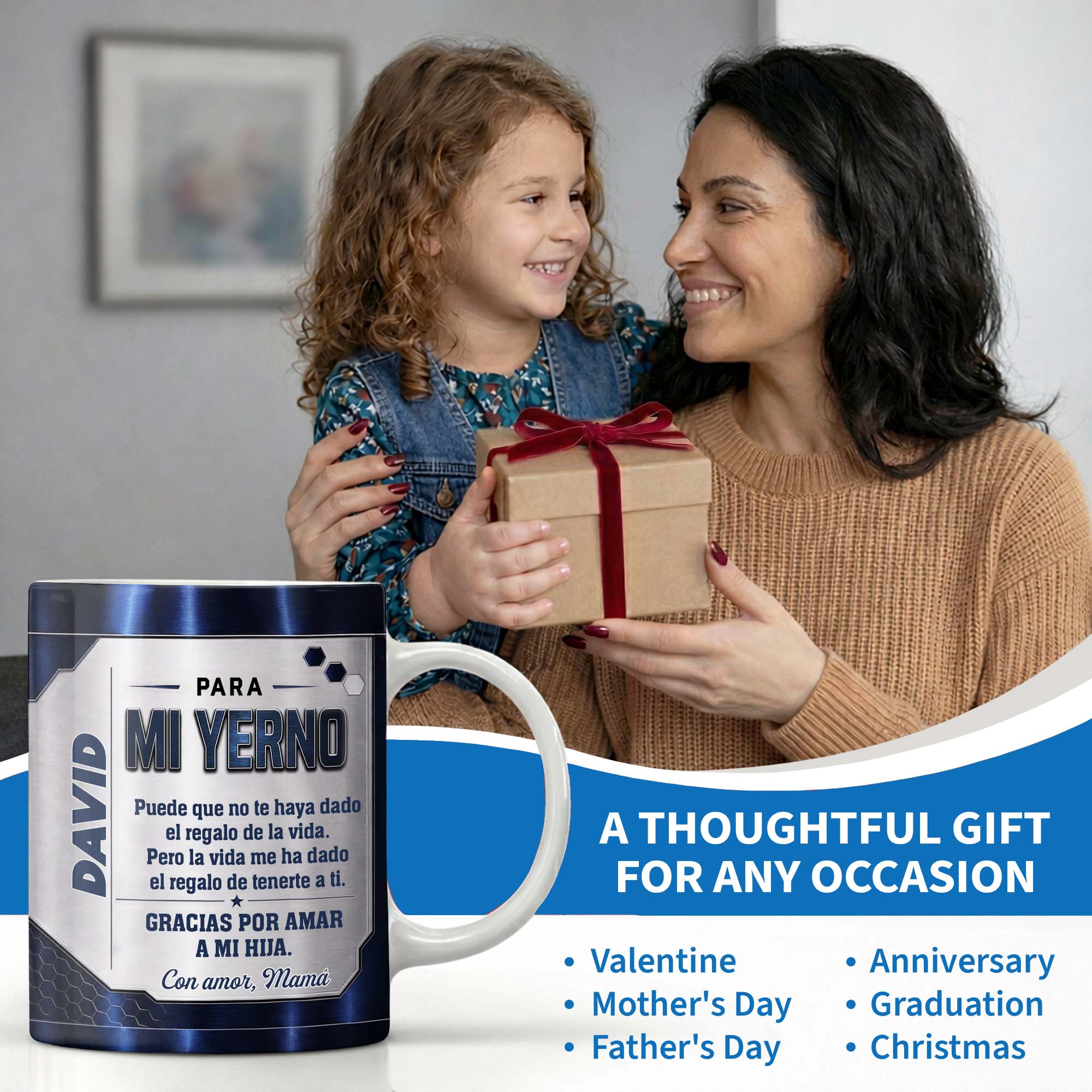 Personalized Metallic Coffee Mug Custom Text Gift for Son-in-Law