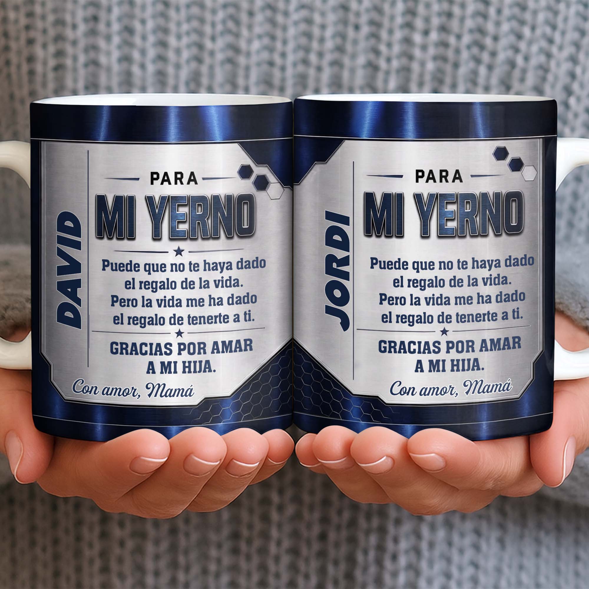 Personalized Metallic Coffee Mug Custom Text Gift for Son-in-Law
