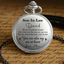 Load image into Gallery viewer, Personalized Silver Pocket Watch Custom Engraved Gift for Son-in-Law
