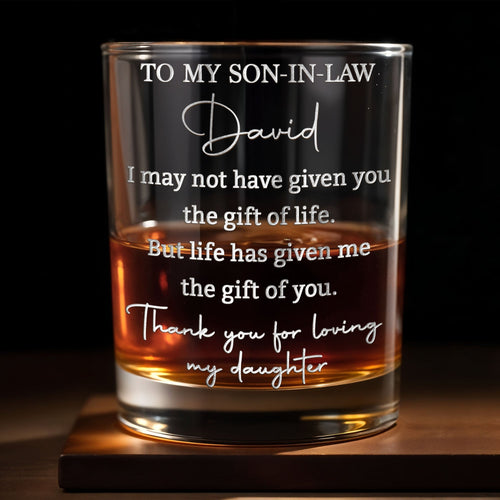 Personalized Whiskey Glass Engraved Gift for Son-in-Law