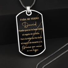 Load image into Gallery viewer, Personalized Gold Marble Dog Tag Necklace Custom Keepsake Gift for Son-in-Law
