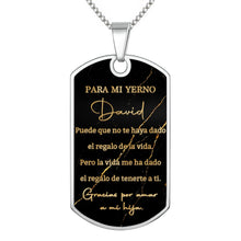 Load image into Gallery viewer, Personalized Gold Marble Dog Tag Necklace Custom Keepsake Gift for Son-in-Law
