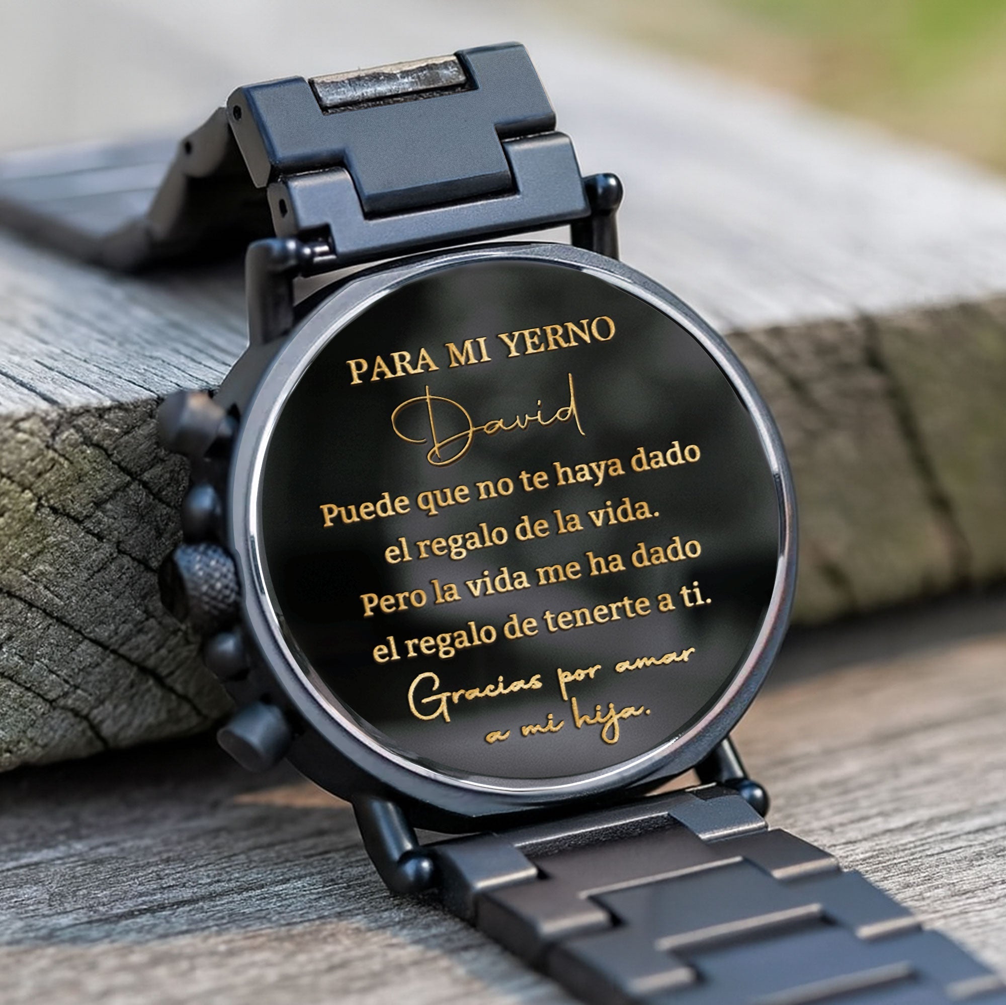 Personalized Engraved Wooden Watch Gift for Son-in-Law