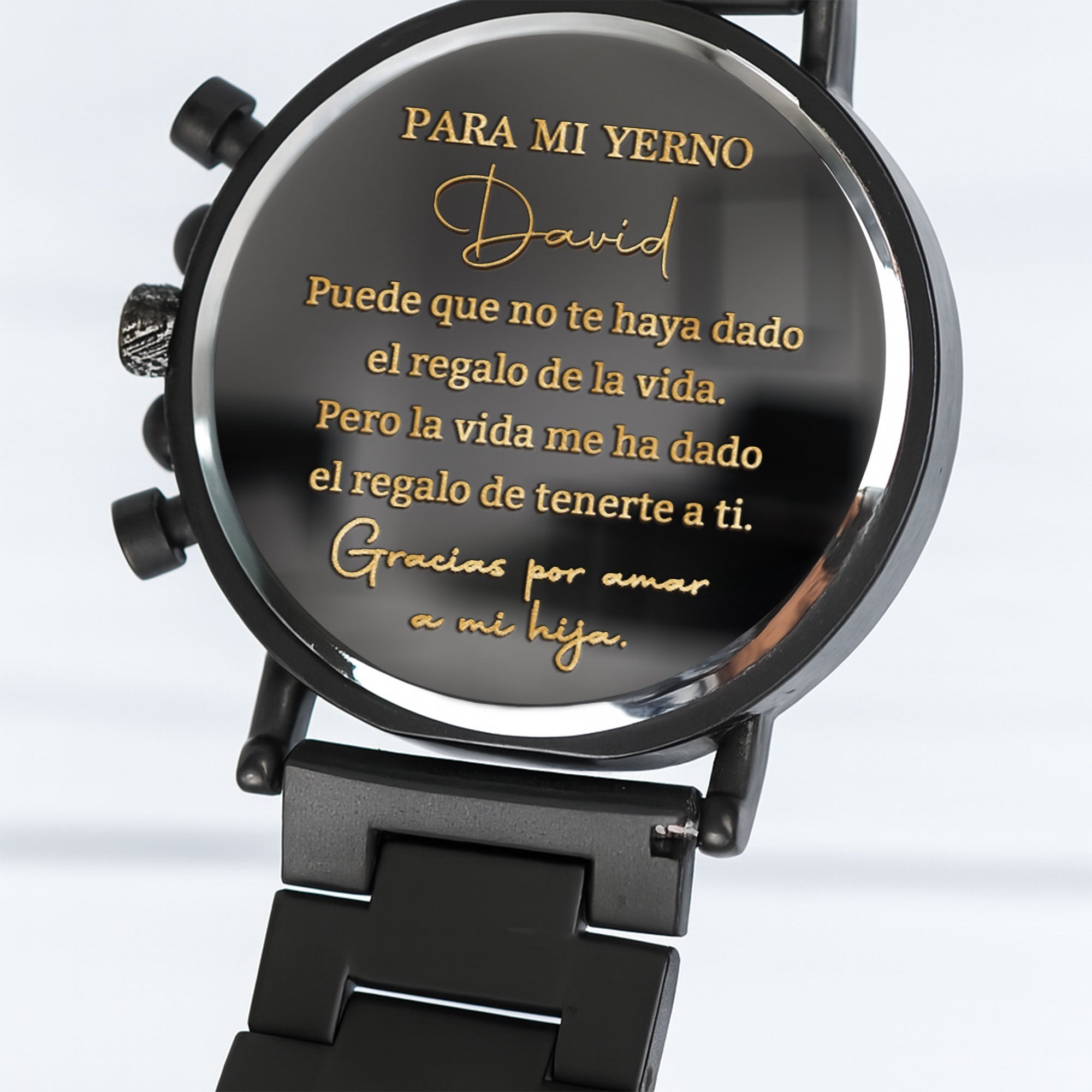 Personalized Engraved Wooden Watch Gift for Son-in-Law