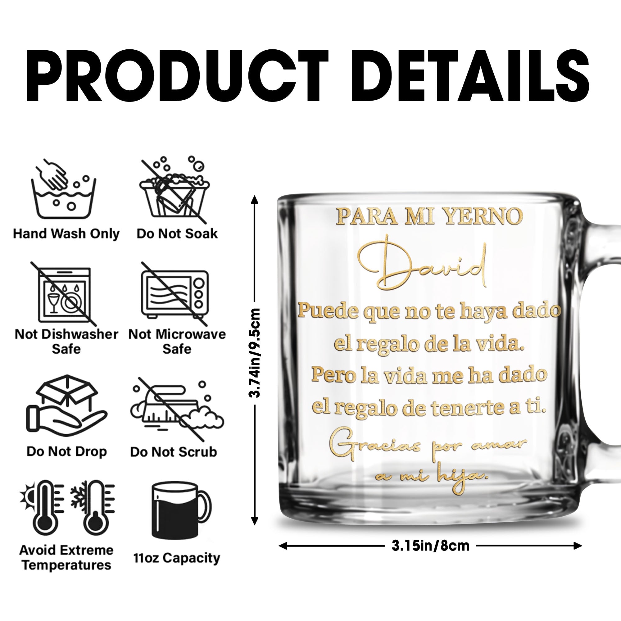 Personalized Custom Glass Mug Unique Gift for Son-in-Law