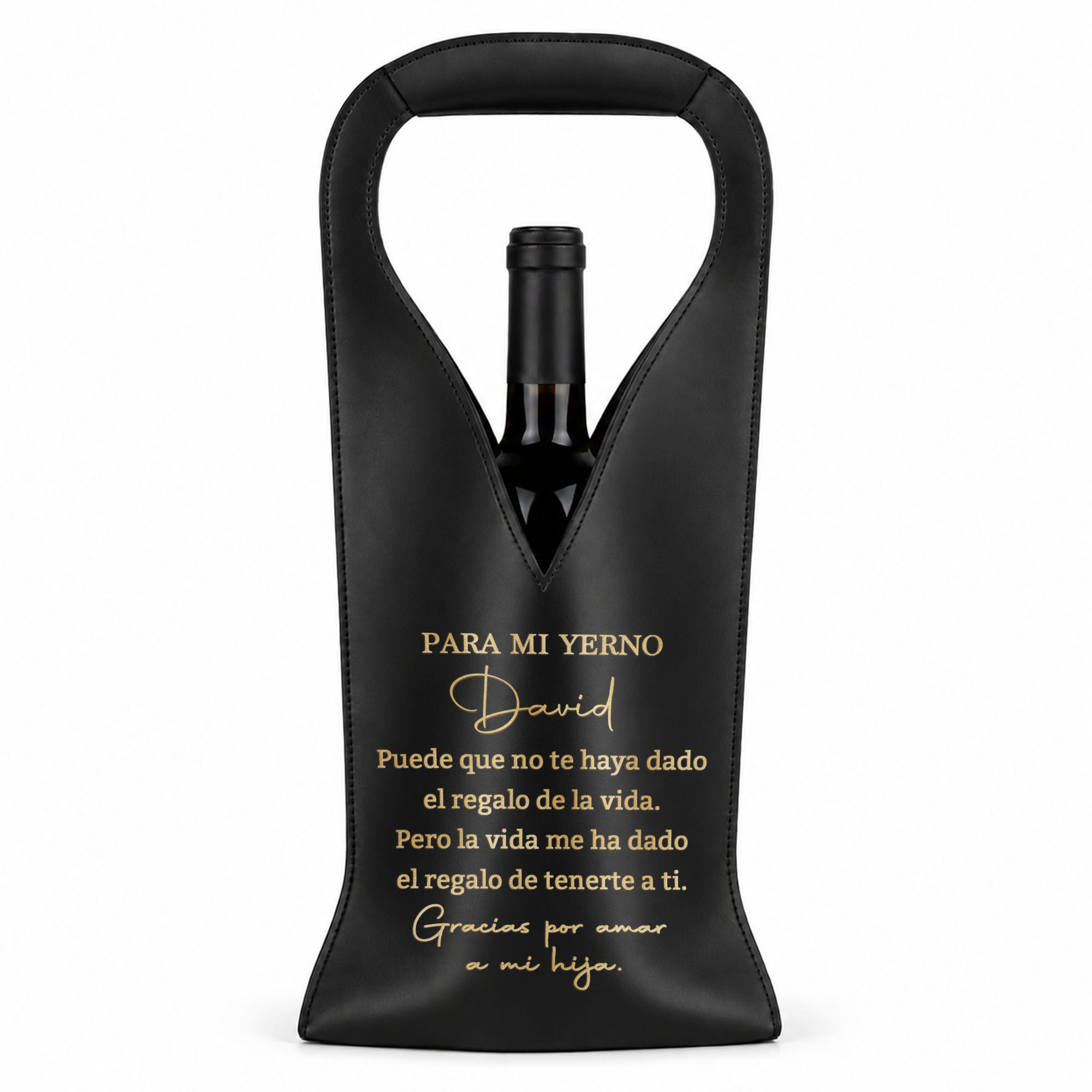 Personalized Leather Wine Bag Custom Name Gift for Son-in-Law