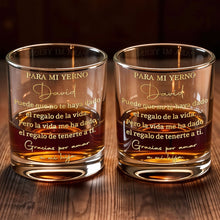 Load image into Gallery viewer, Personalized Custom Whiskey Glass Gift for Son-in-Law - Gold Typography
