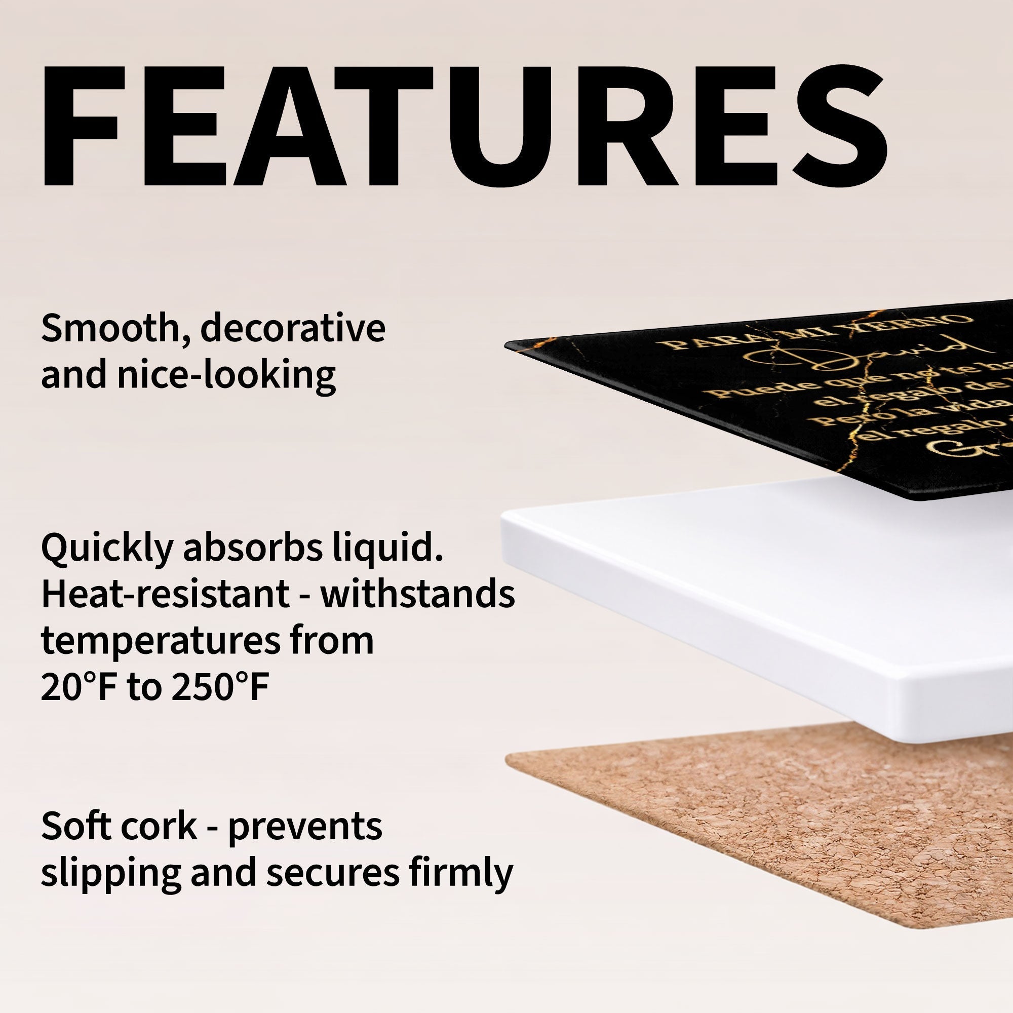 Personalized Black Marble Gold Veins Coaster Gift for Son-in-Law