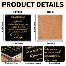 Load image into Gallery viewer, Personalized Black Marble Gold Veins Coaster Gift for Son-in-Law
