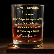 Load image into Gallery viewer, Personalized Custom Whiskey Glass Gift for Son-in-Law with Gold Text
