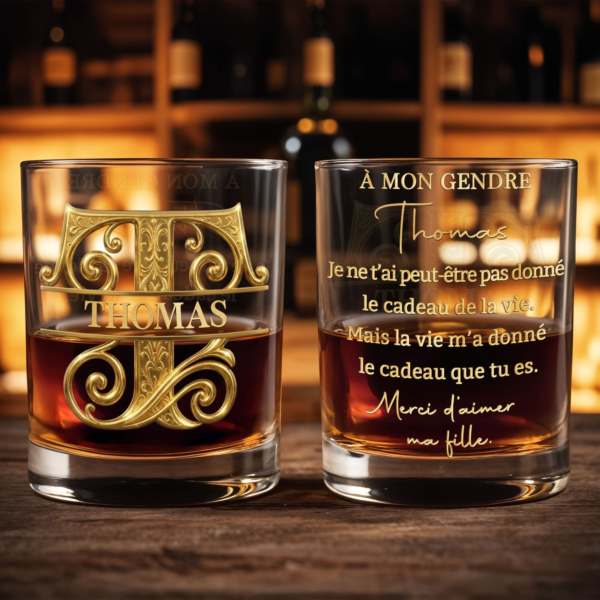 Personalized Monogram Whiskey Glass Gift for Son-In-Law