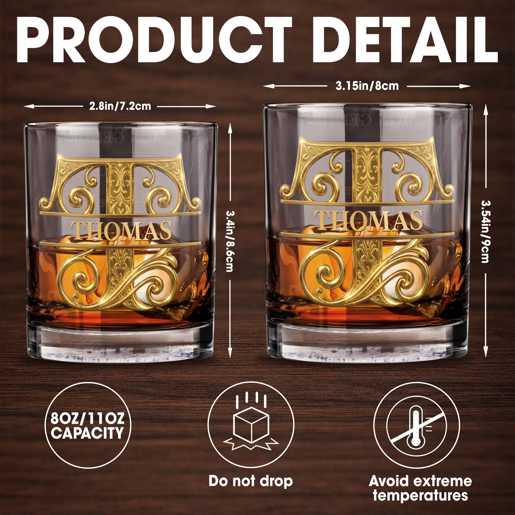 Personalized Monogram Whiskey Glass Gift for Son-In-Law