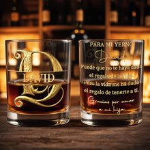Load image into Gallery viewer, Personalized Custom Whiskey Glass Gold Filigree Gift for Son-in-Law
