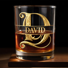Load image into Gallery viewer, Personalized Custom Whiskey Glass Gold Filigree Gift for Son-in-Law
