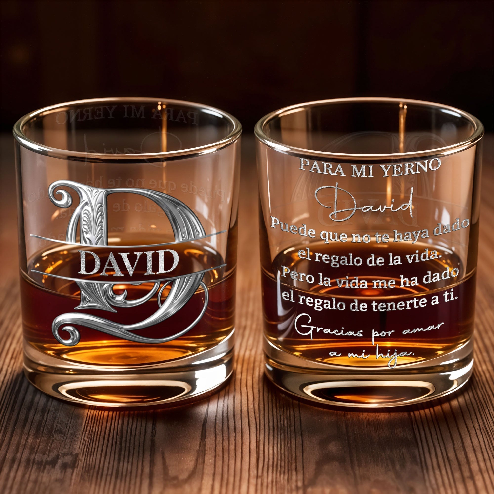 Personalized Custom Whiskey Glass Monogram Gift for Son-In-Law