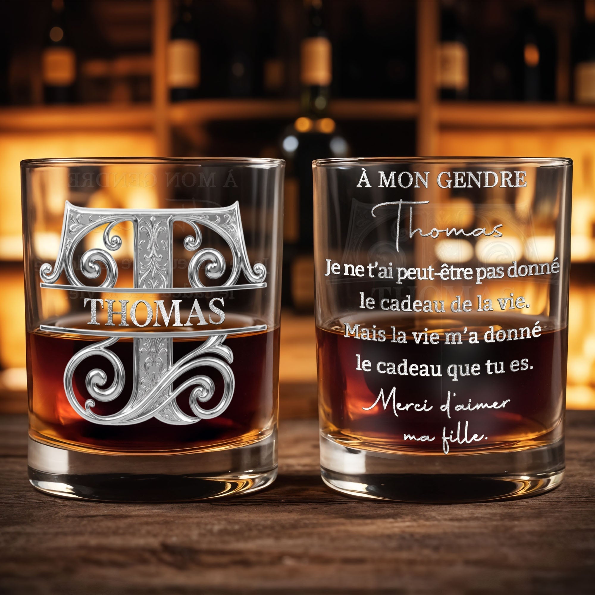 Personalized Whiskey Glass Custom Name Monogram Gift for Son-in-Law