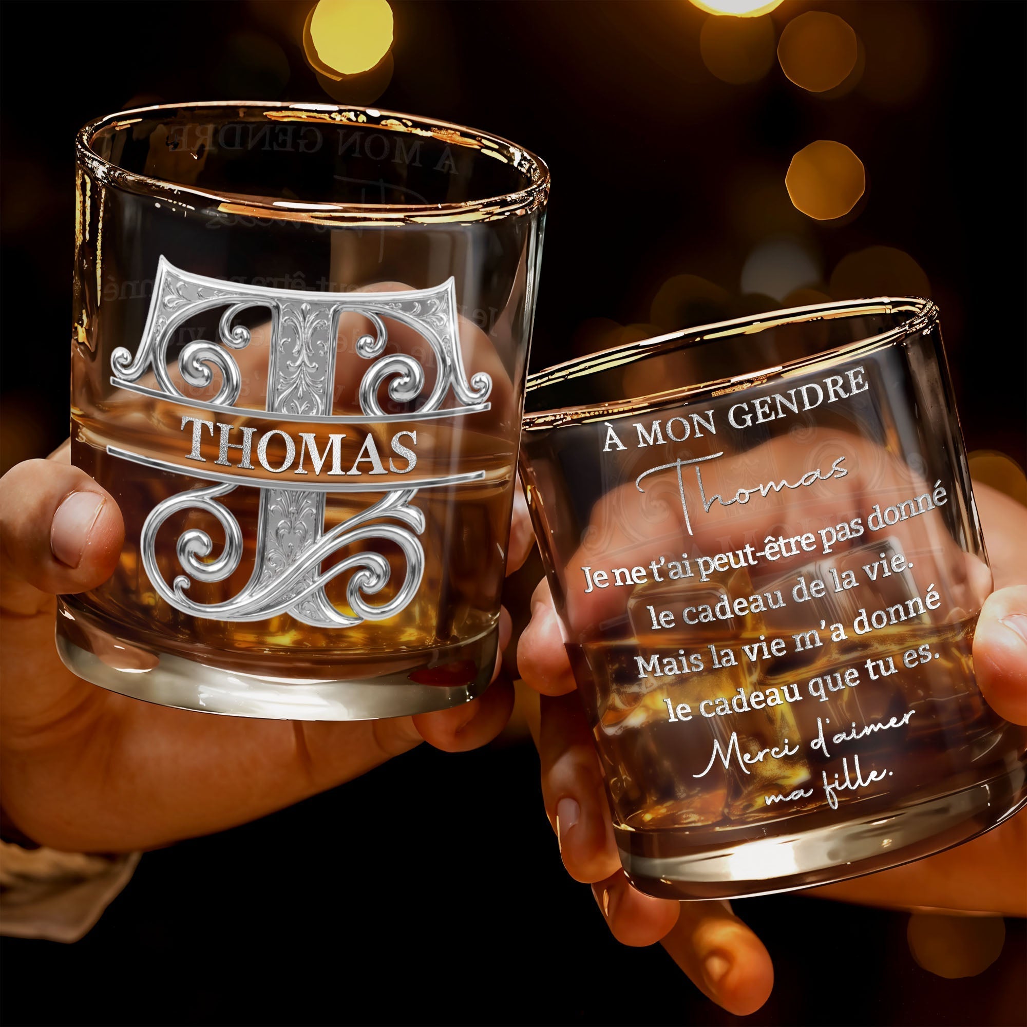 Personalized Whiskey Glass Custom Name Monogram Gift for Son-in-Law