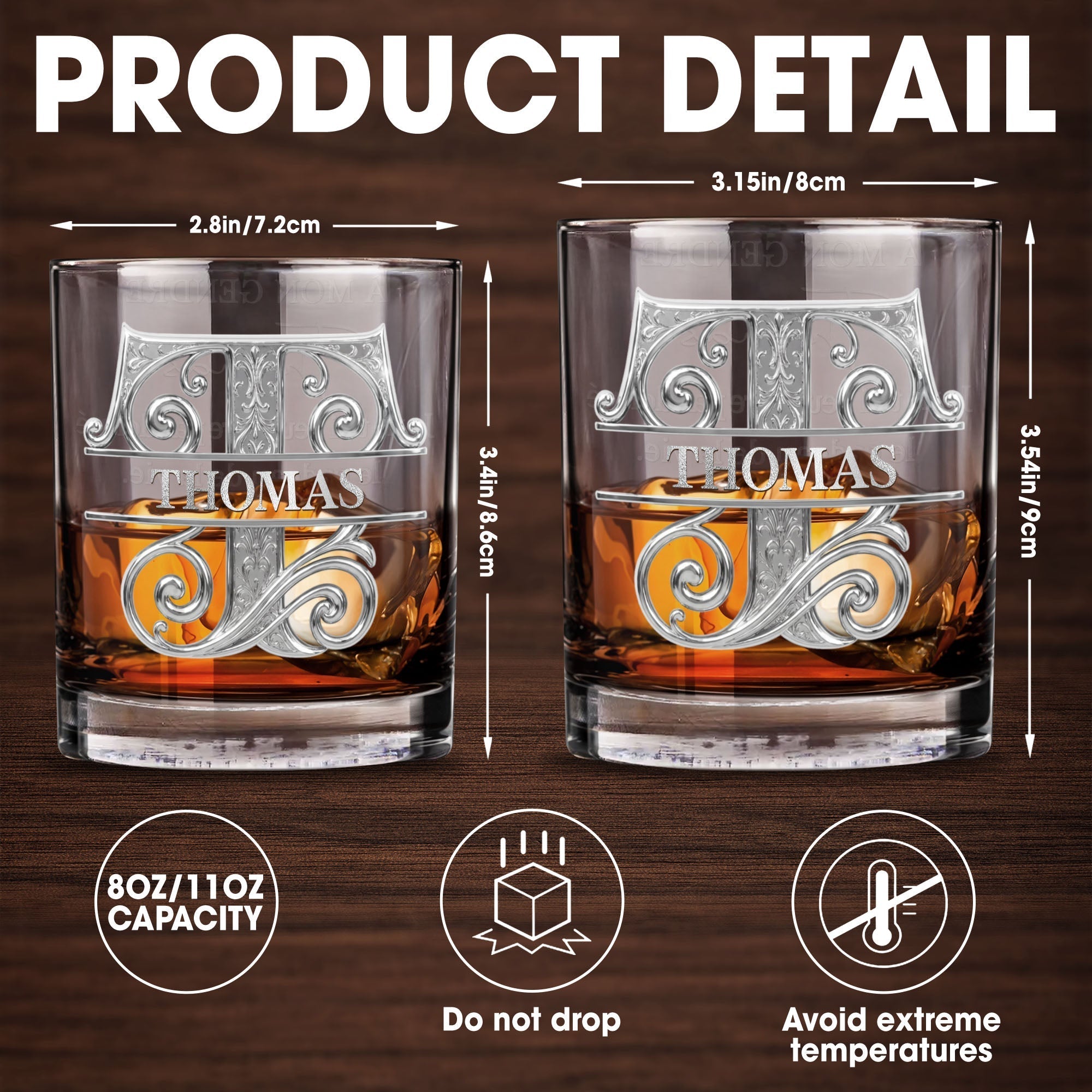 Personalized Whiskey Glass Custom Name Monogram Gift for Son-in-Law