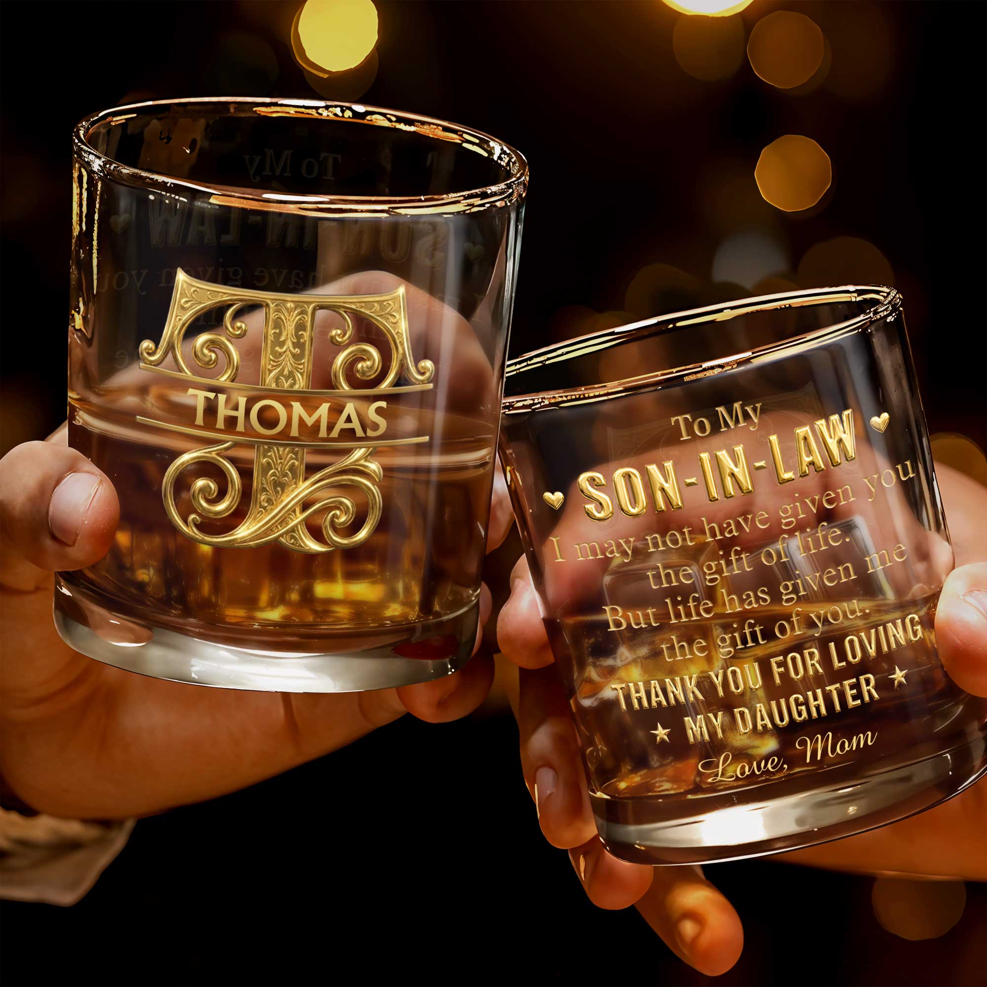 Personalized Whiskey Glass Custom Name Monogram Gift for Dad