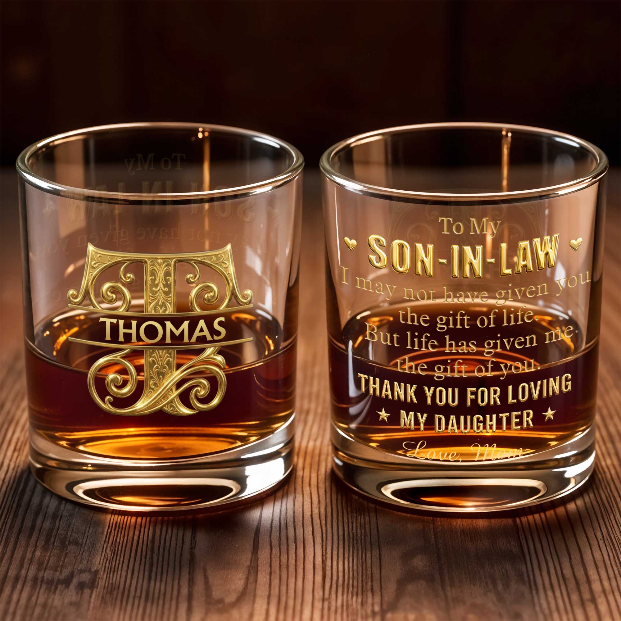 Personalized Whiskey Glass Custom Name Monogram Gift for Dad