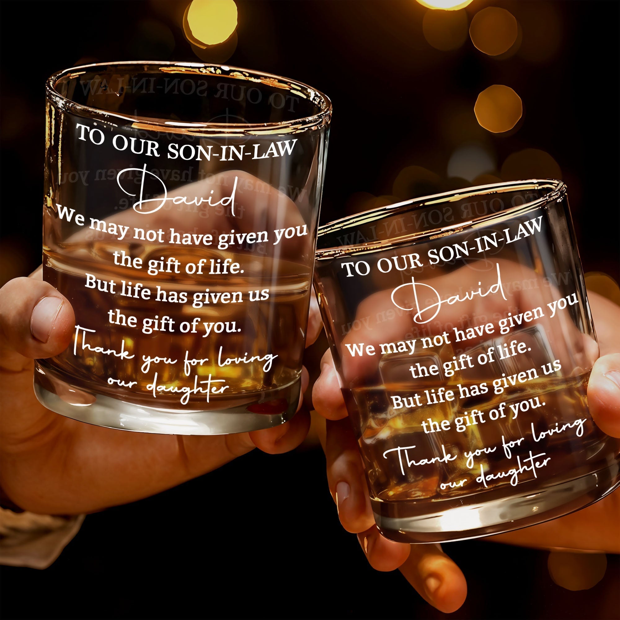 Personalized Whiskey Glass Custom Design Gift for Son-in-Law