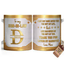 Load image into Gallery viewer, Personalized Gold Monogram Coffee Mug Custom Gift for Son-In-Law
