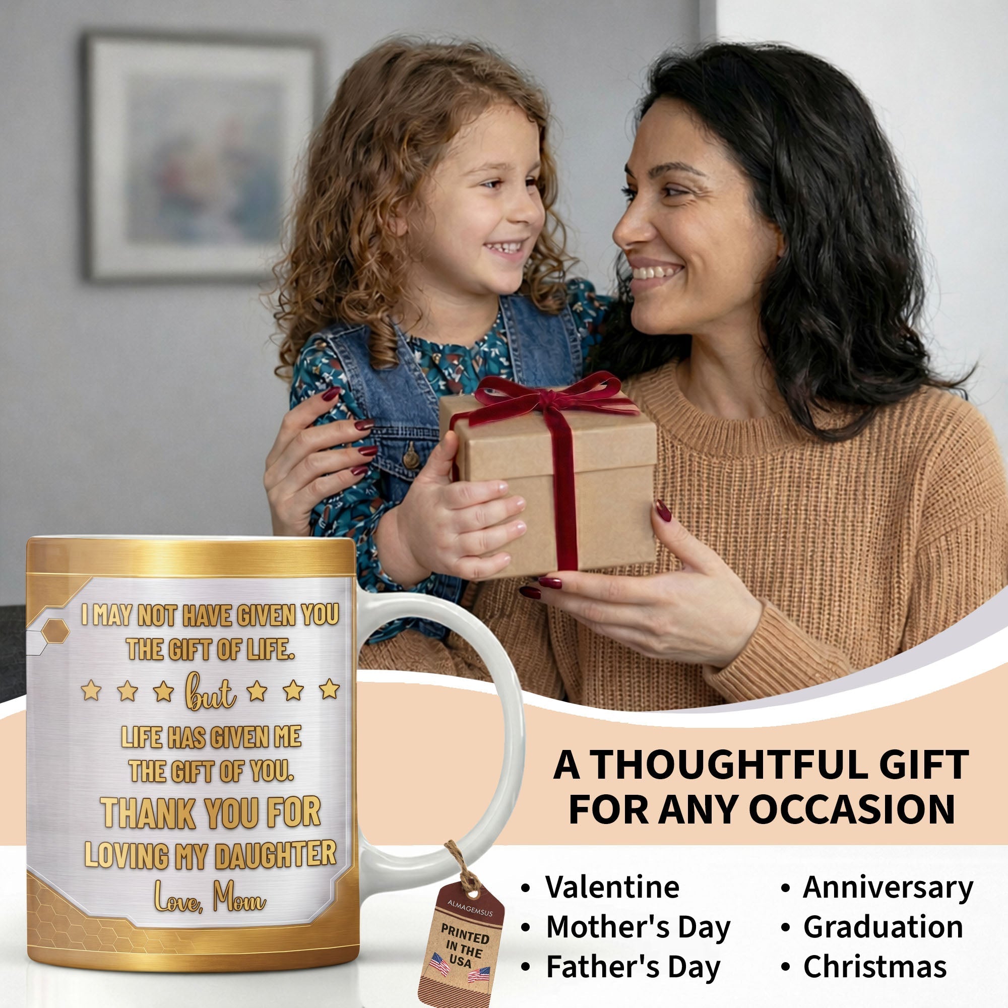Personalized Gold Monogram Coffee Mug Custom Gift for Son-In-Law