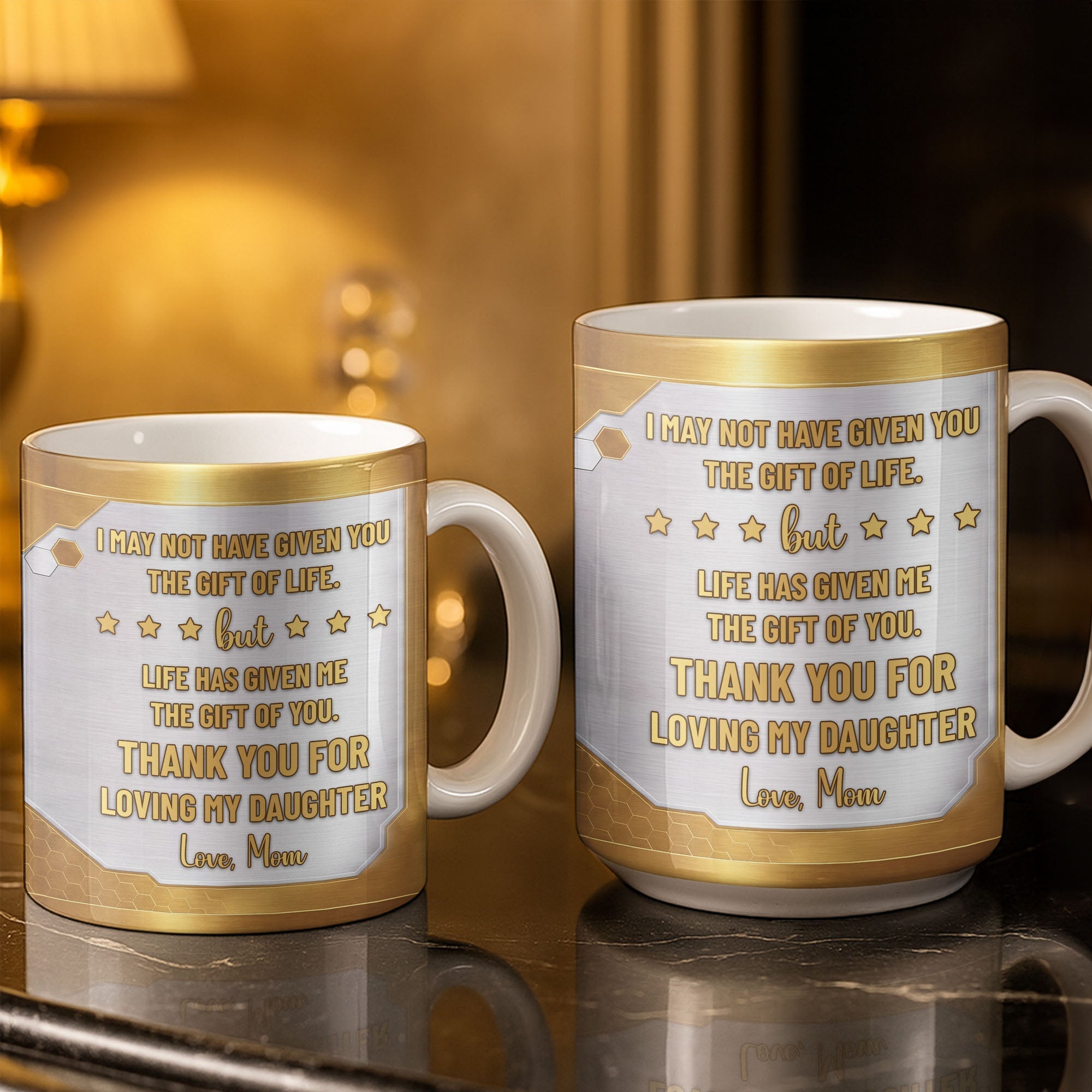 Personalized Gold Monogram Coffee Mug Custom Gift for Son-In-Law