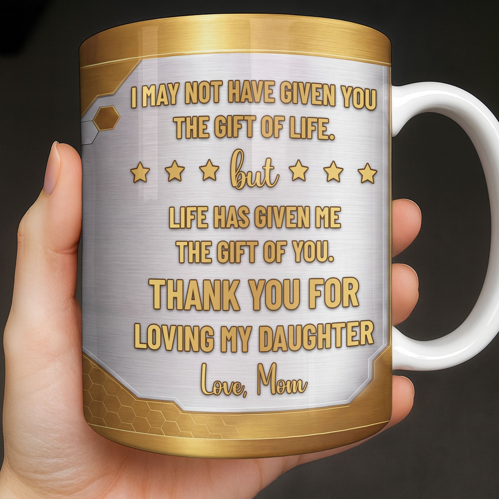 Personalized Gold Monogram Coffee Mug Custom Gift for Son-In-Law