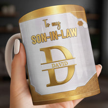 Load image into Gallery viewer, Personalized Gold Monogram Coffee Mug Custom Gift for Son-In-Law
